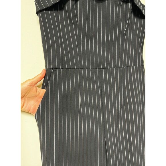 EXPRESS Pinstripe Sweetheart Neckline Straight Leg Jumpsuit, Sz 6 - Picture 5 of 15